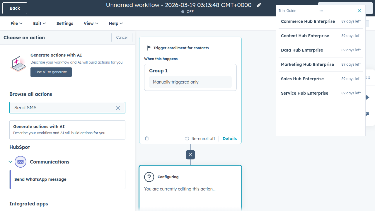 Send SMS via kwtSMS workflow action